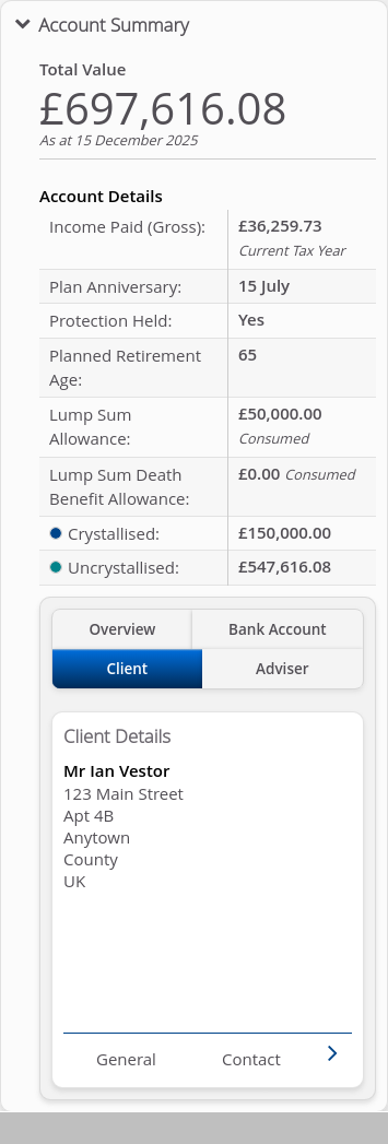 Role-Adviser > 05 Account Summary > Summary tabs